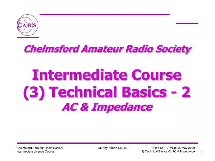 chelmsford amateur radio society intermediate course 3 technical basics 2 ac impedance