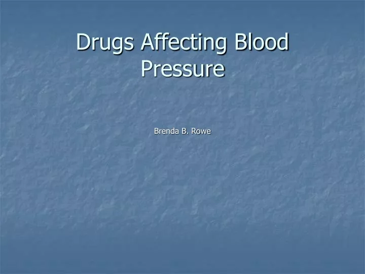drugs affecting blood pressure