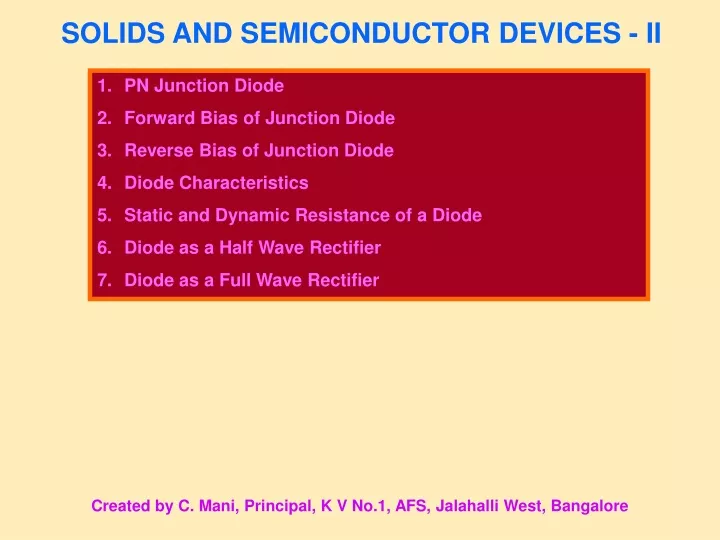 solids and semiconductor devices ii
