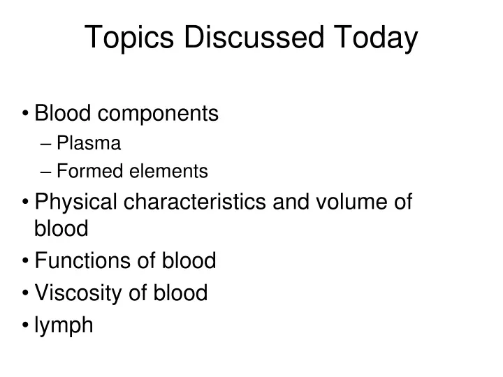 topics discussed today
