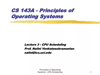 Principles of Operating Systems - CPU Scheduling