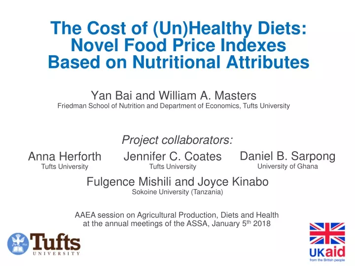 the cost of un healthy diets novel food price indexes based on nutritional attributes