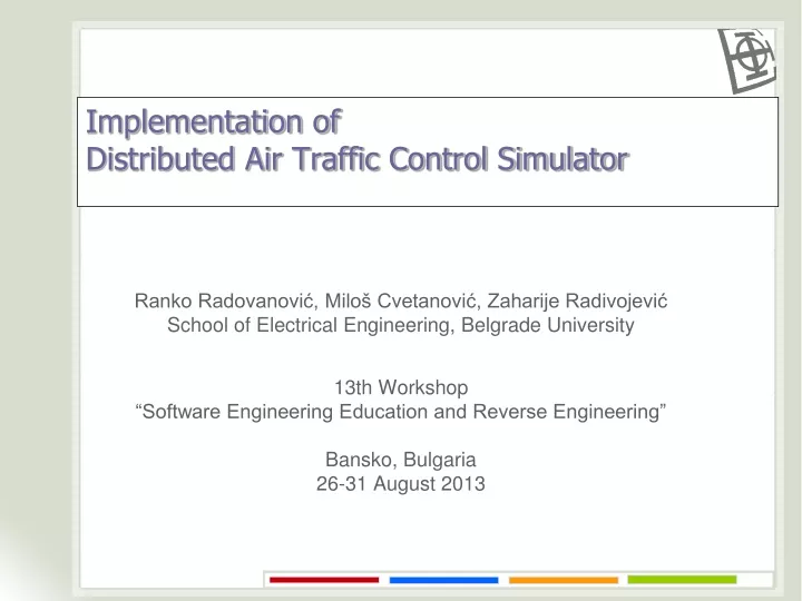 implementation of distributed air traffic control simulator