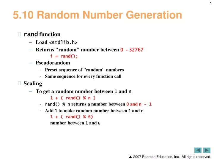 5 10 random number generation