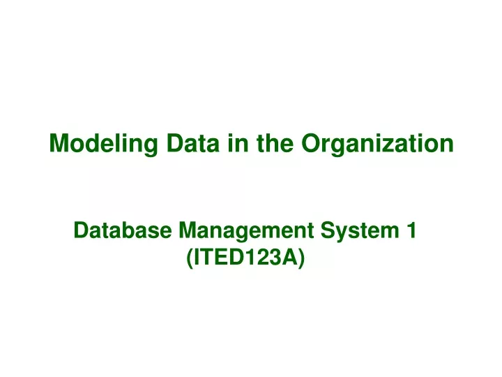 modeling data in the organization