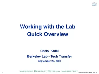 Working with the Lab  Quick Overview