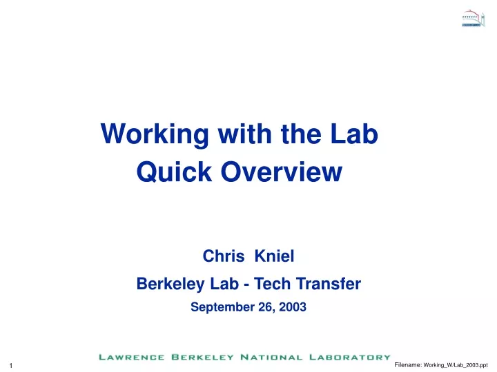 working with the lab quick overview