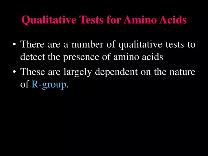 qualitative tests for amino acids