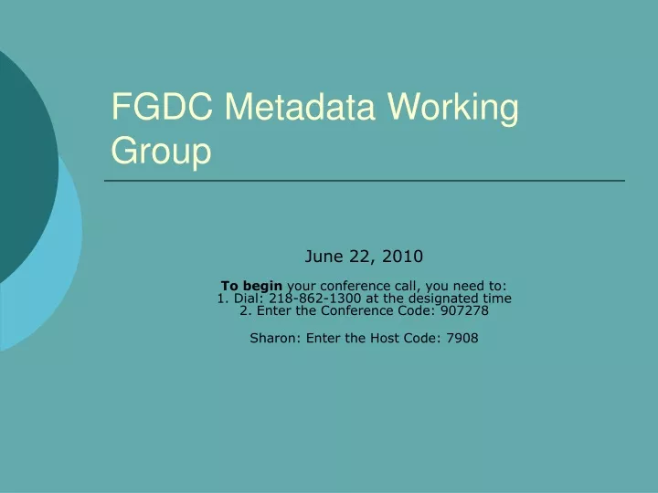 fgdc metadata working group