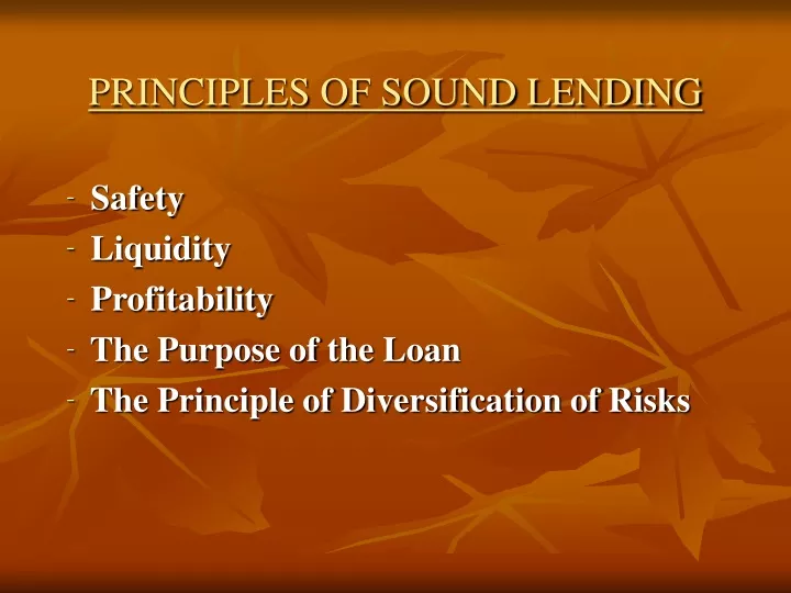 principles of sound lending