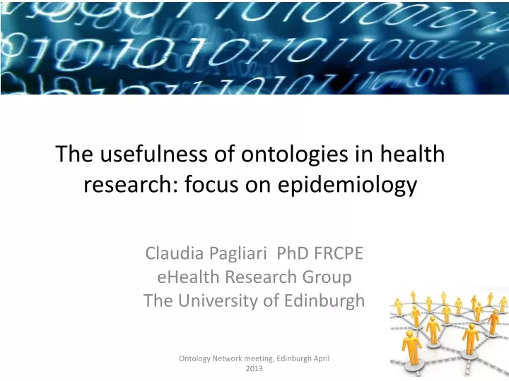the usefulness of ontologies in health research focus on epidemiology