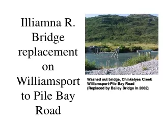 Illiamna R. Bridge replacement on Williamsport  to Pile Bay Road