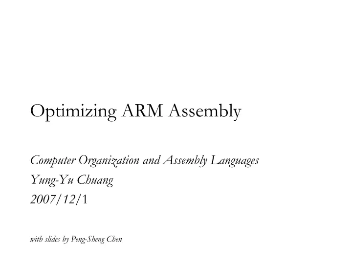 optimizing arm assembly
