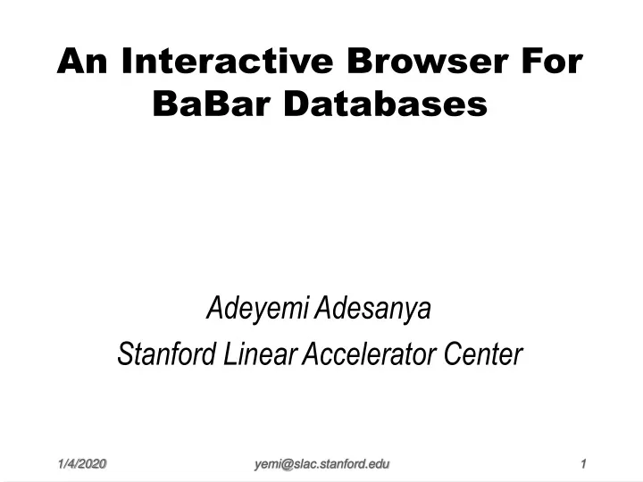 an interactive browser for babar databases