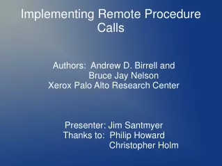 Implementing Remote Procedure Calls