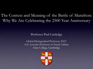 Professor Paul Cartledge Global Distinguished Professor, NYU