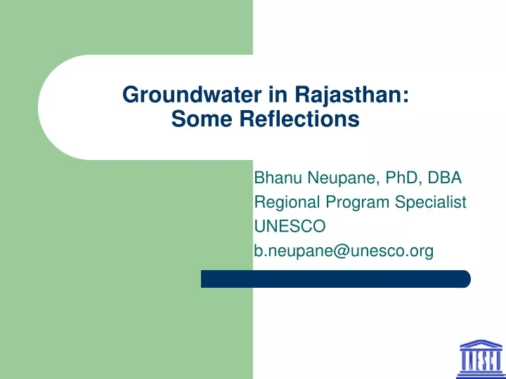 groundwater in rajasthan some reflections
