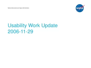 Usability Work Update 2006-11-29