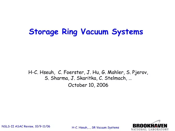 storage ring vacuum systems