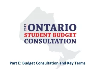 Part E:  Budget Consultation and Key Terms