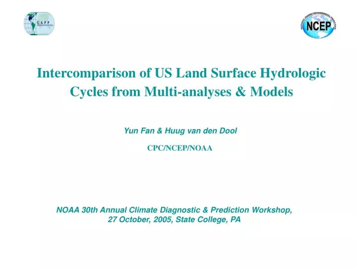 intercomparison of us land surface hydrologic