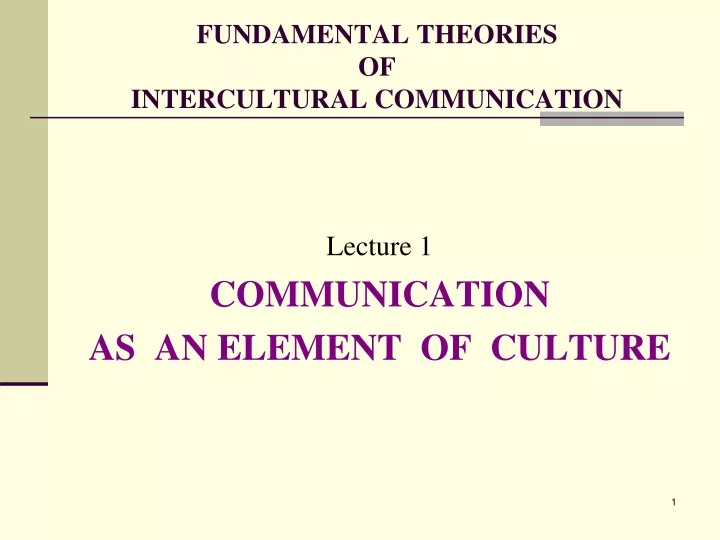 fundamental theories of intercultural communication