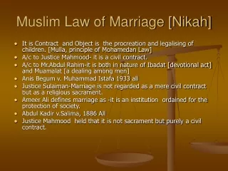 Muslim Law of Marriage [Nikah]