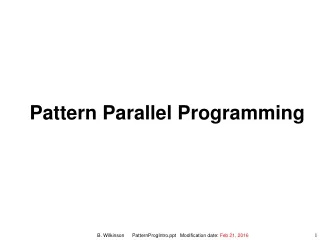 Pattern Parallel Programming