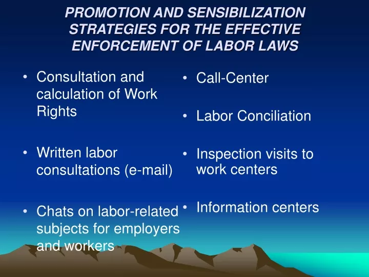 promotion and sensibilization strategies for the effective enforcement of labor laws
