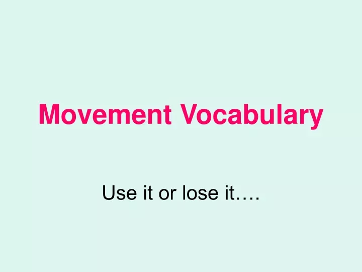 movement vocabulary