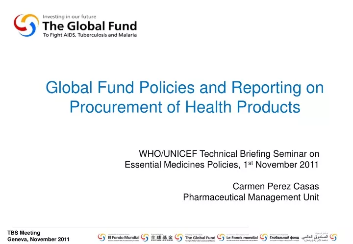 global fund policies and reporting on procurement of health products