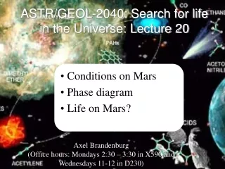 ASTR/GEOL-2040: Search for life in the Universe: Lecture 20
