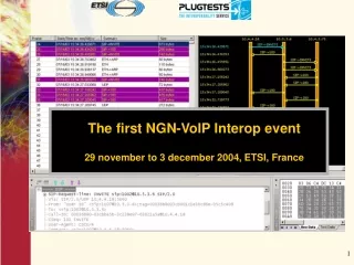 The first NGN-VoIP Interop event 29 november to 3 december 2004, ETSI, France