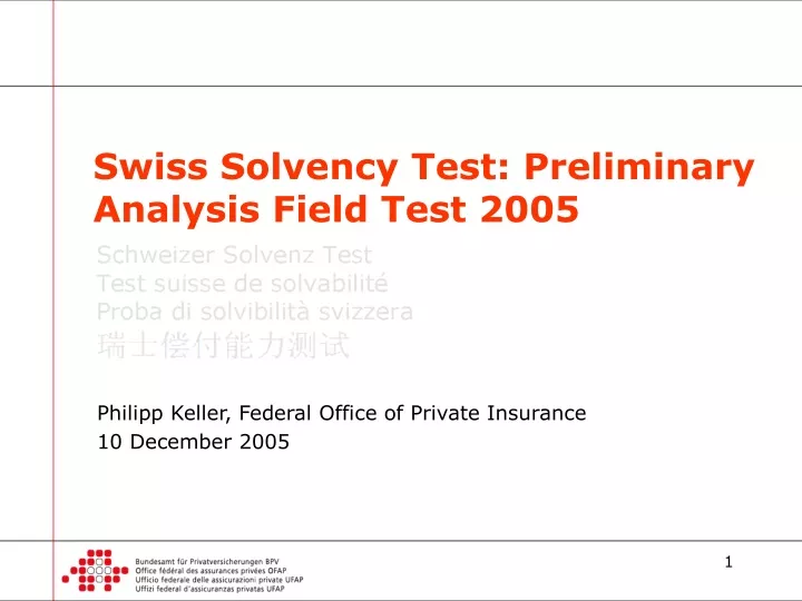 swiss solvency test preliminary analysis field test 2005