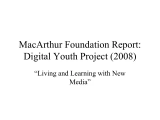 MacArthur Foundation Report: Digital Youth Project (2008)