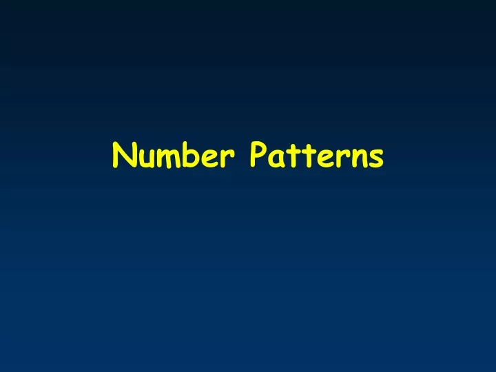 number patterns