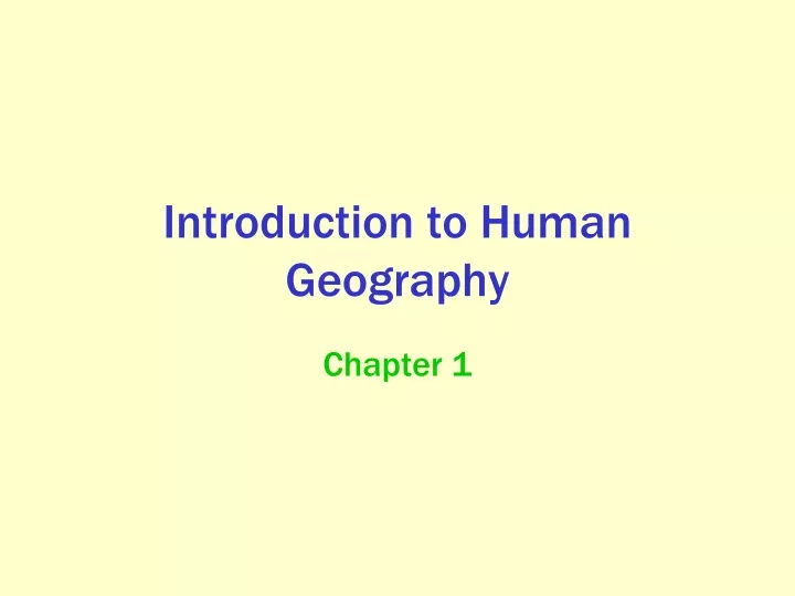 introduction to human geography