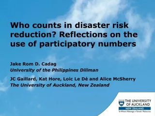 Who counts in disaster risk reduction? Reflections on the use of participatory numbers