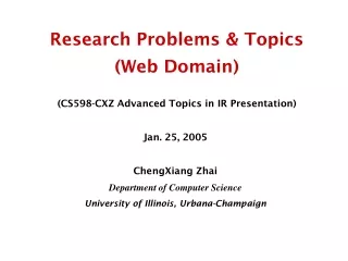 Research Problems &amp; Topics  (Web Domain)