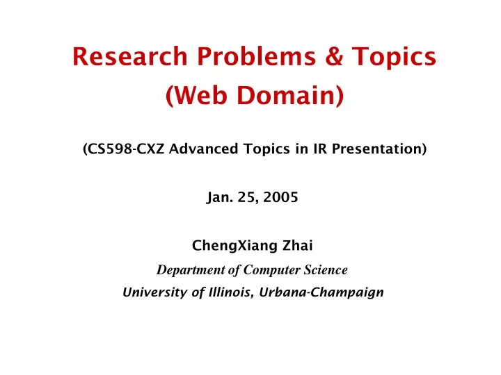 research problems topics web domain