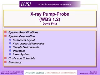 X-ray Pump-Probe  (WBS 1.2) David Fritz