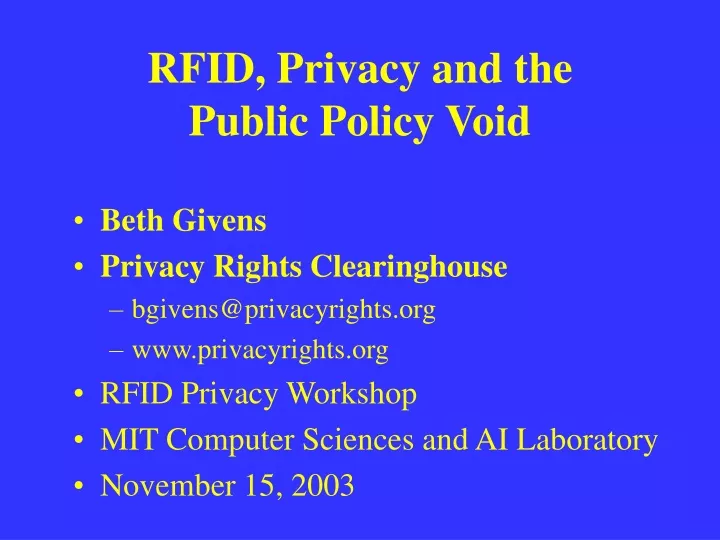 rfid privacy and the public policy void
