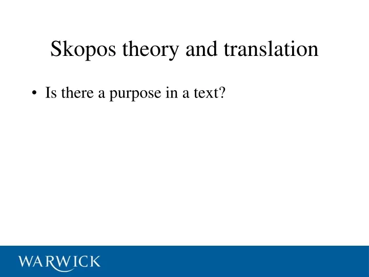 skopos theory and translation