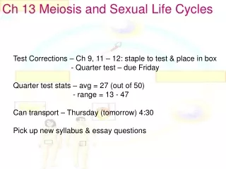 Ch 13 Meiosis and Sexual Life Cycles