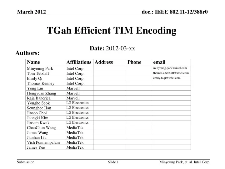 tgah efficient tim encoding