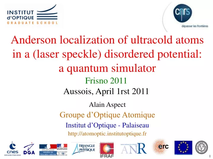 anderson localization of ultracold atoms