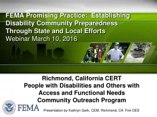 Richmond, California CERT  People with Disabilities and Others with Access and Functional Needs