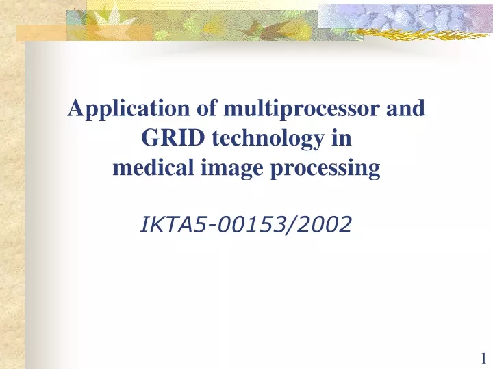 application of multiprocessor and grid technology