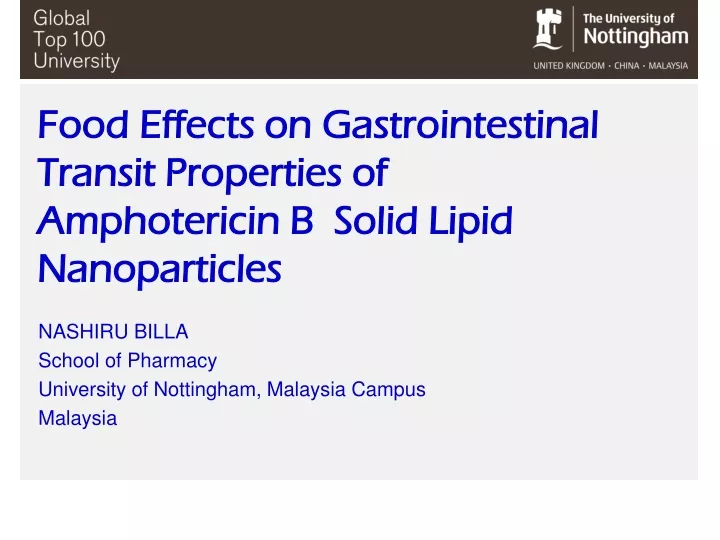 food effects on gastrointestinal transit properties of amphotericin b solid lipid nanoparticles