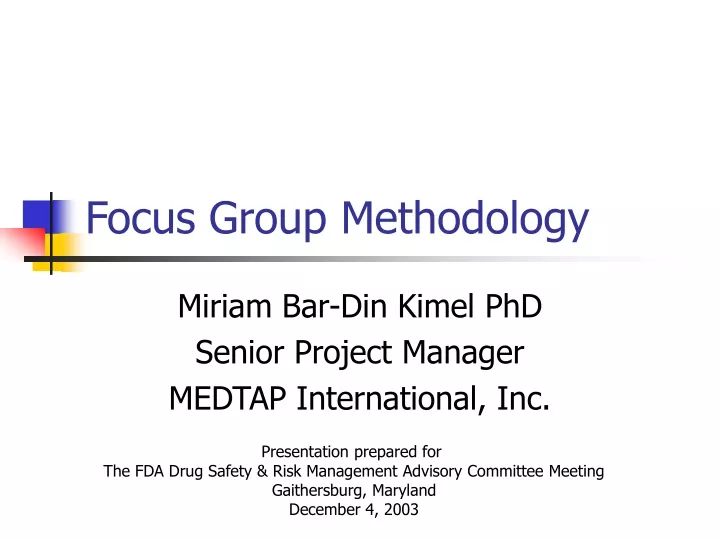 focus group methodology